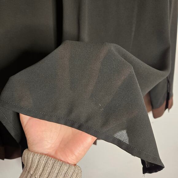 Alberto Makali  Black Brown Colorblock Blouse With Gold Sequin Trim Size L Chic - Picture 6 of 10